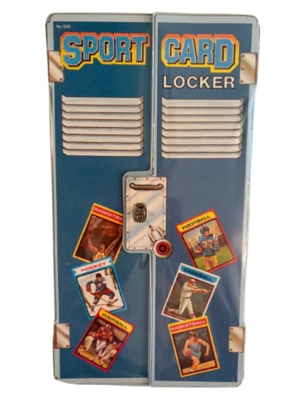 Vintage Sport Card Blue Locker Trading Card Storage with Baseball Cards Plastic